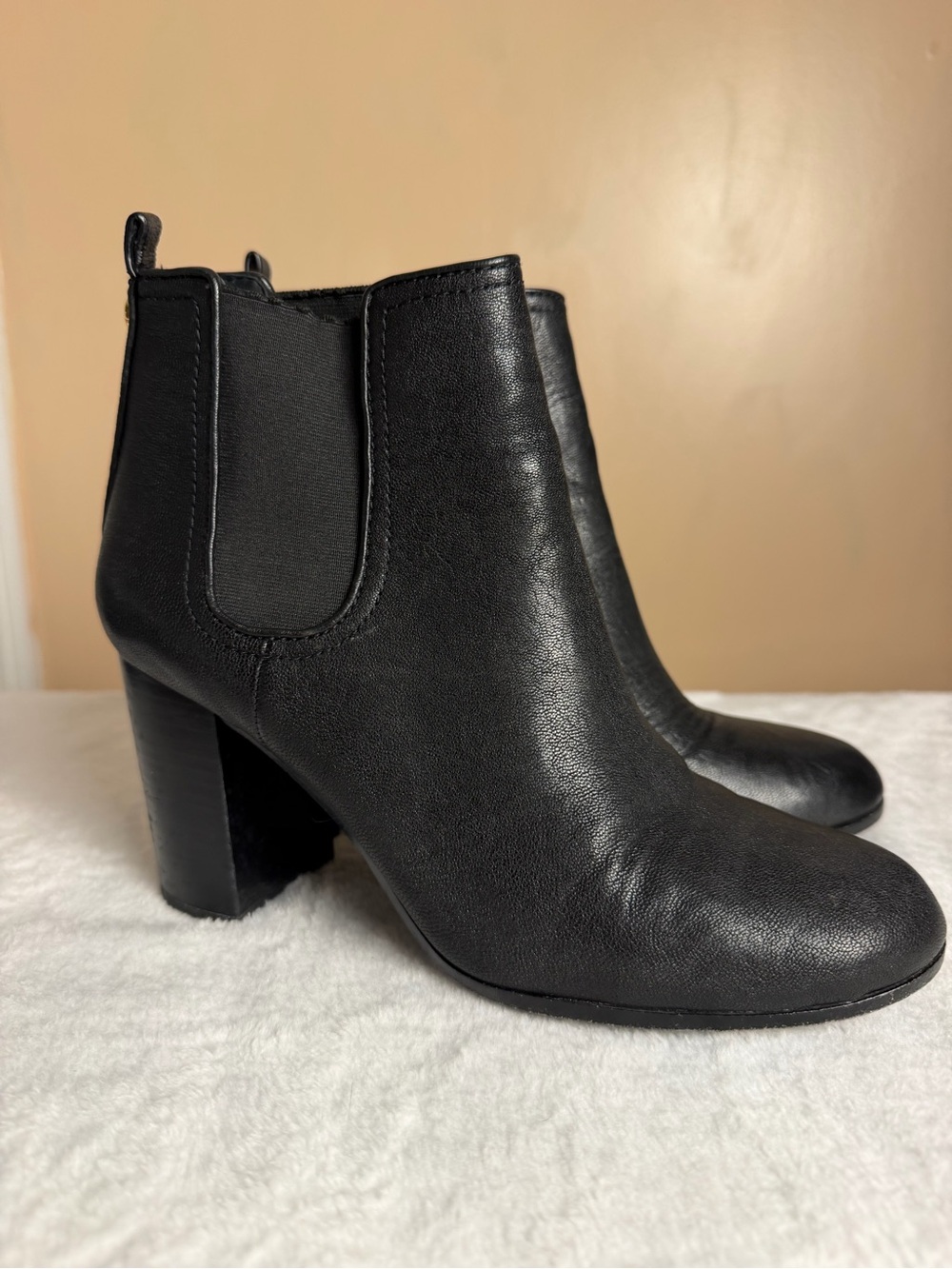 Tory Burch black leather Chelsea booties